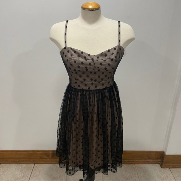 Fossil Strapless Black and Beige Dress with Polka - Picture 1 of 7